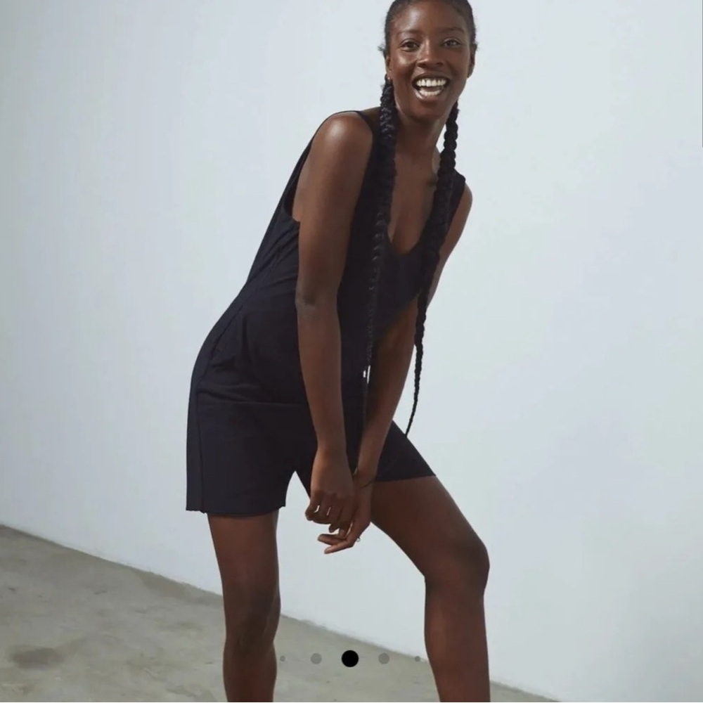 Lunya Cool Short Romper in black